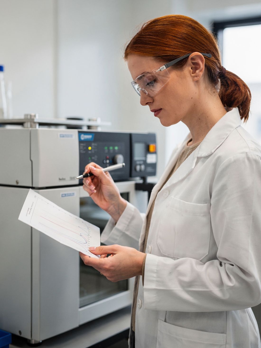 Analytical documentation on a laboratory desk